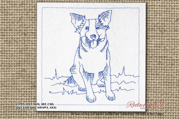 Australian Shepherd Dog Redwork Embroidery Design Review