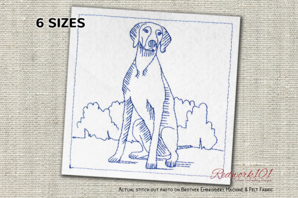 Weimaraner Dog Redwork Embroidery Design Review